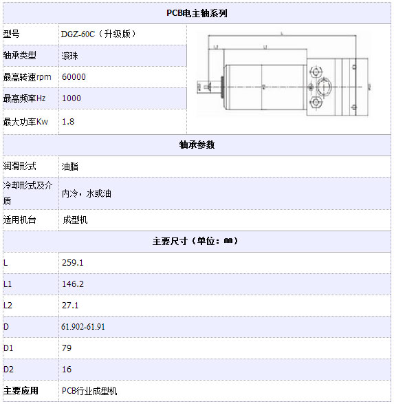 PCB电主轴系列DGZ-60C